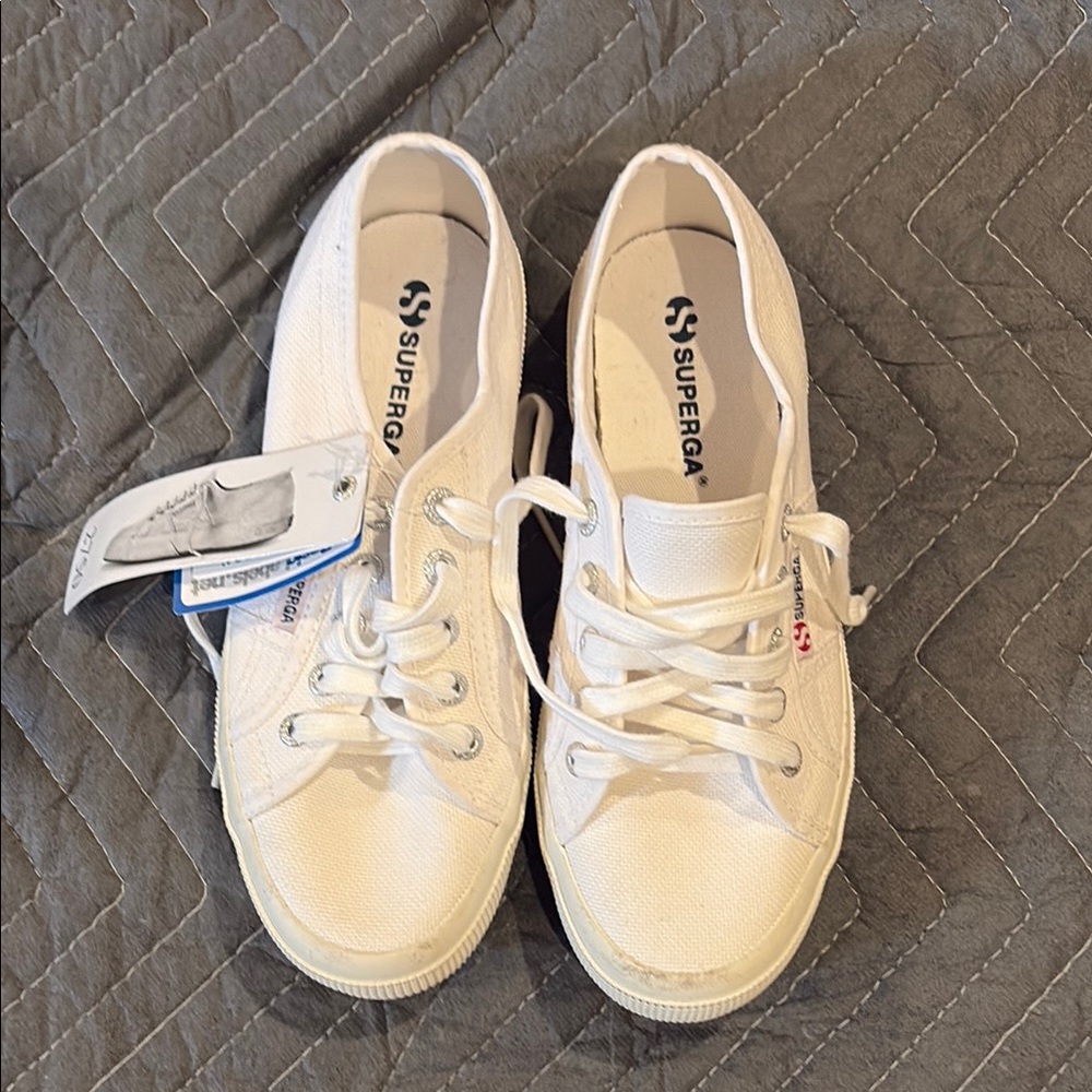 Superga Classic White Lace-Up Sneakers